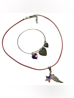 Handmade Patriotic Remembrance Charm Bracelet & Necklace Set
